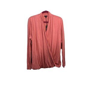 Talbots Threadsoft Wrap Blouse Soft Pink Long Sleeve Women XL